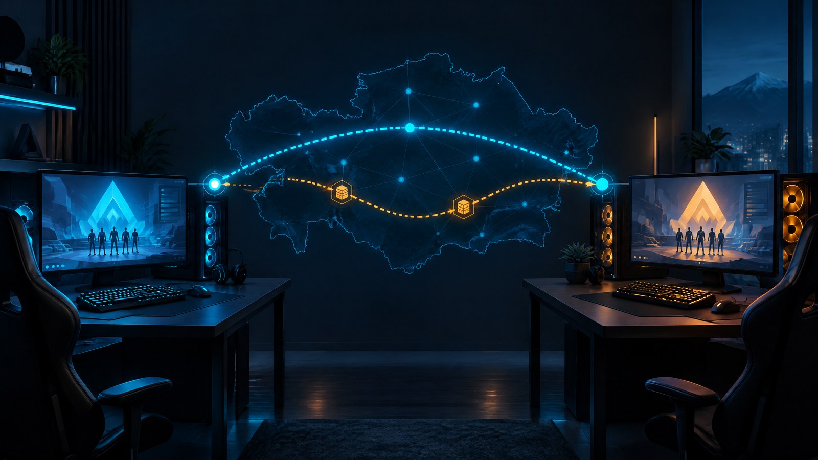 Схема виртуальной LAN-сети Radmin VPN для подключения игроков из Казахстана