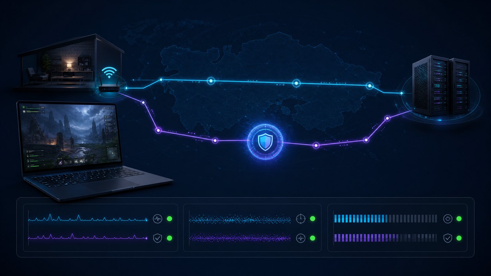 Диагностика ping в игре: сравнение VPN-маршрутов из Казахстана